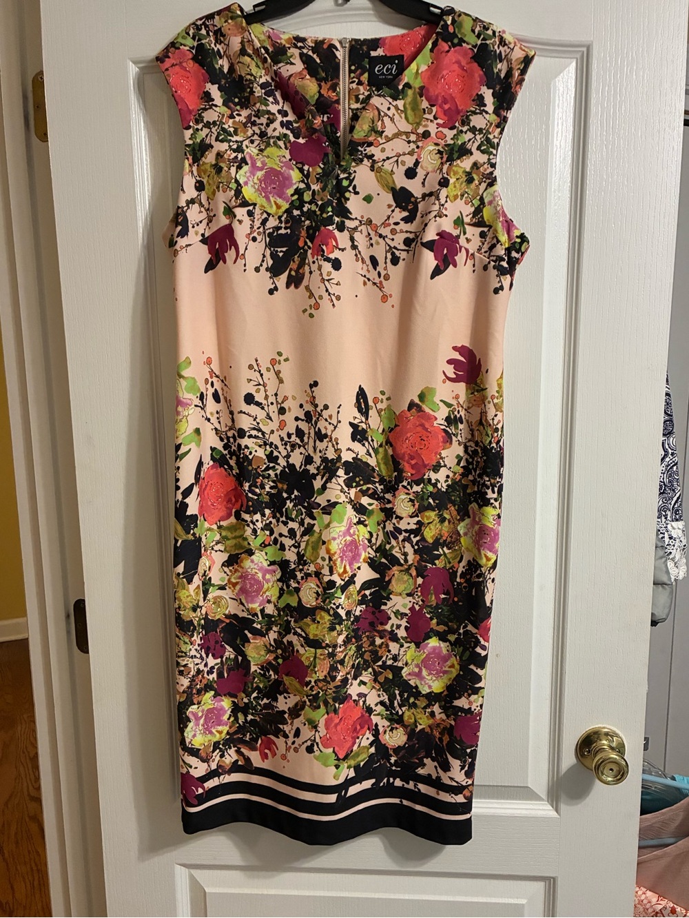 ECI Peach Floral Sheath Dress